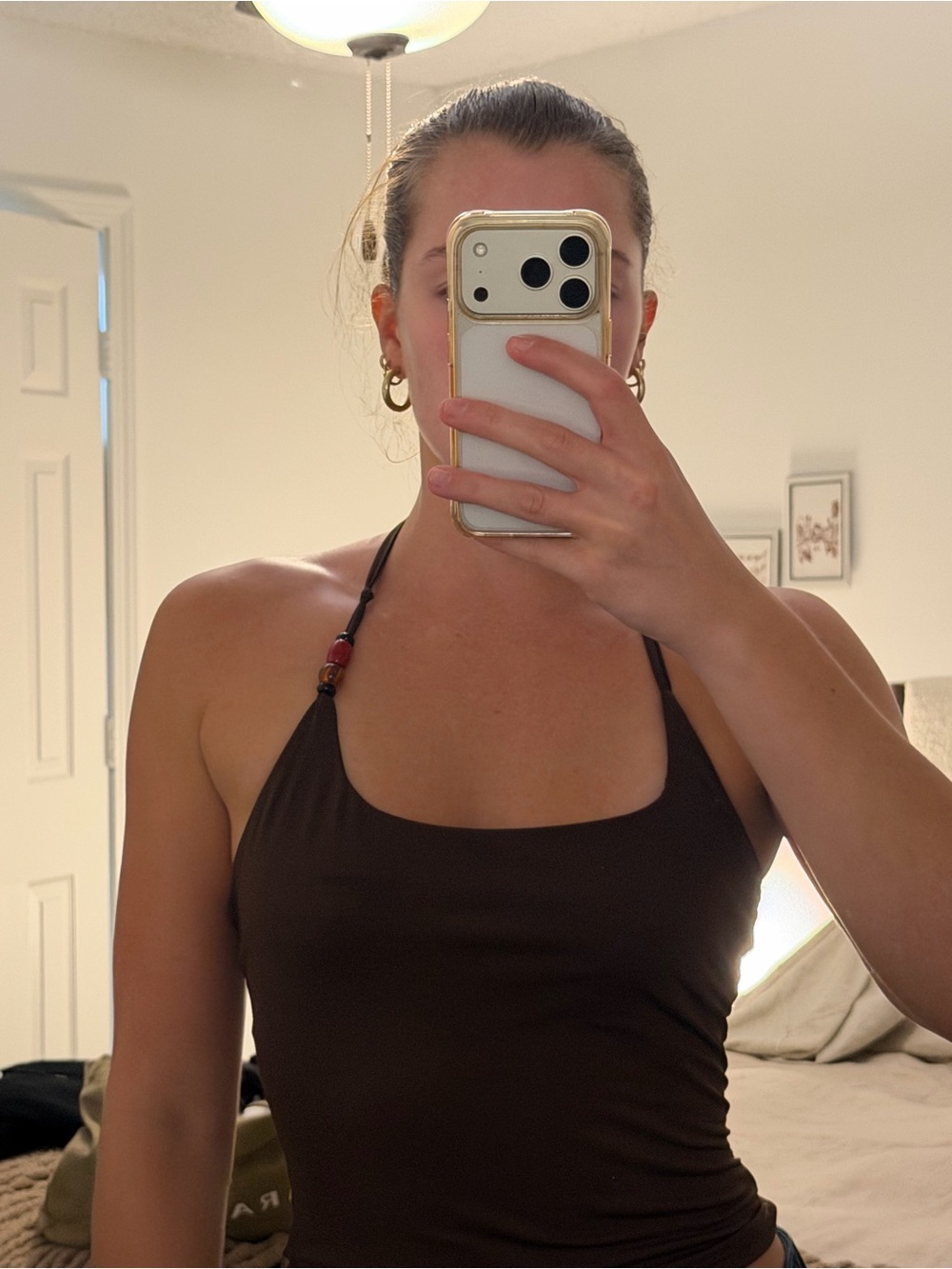 Brown Halter Top with beads